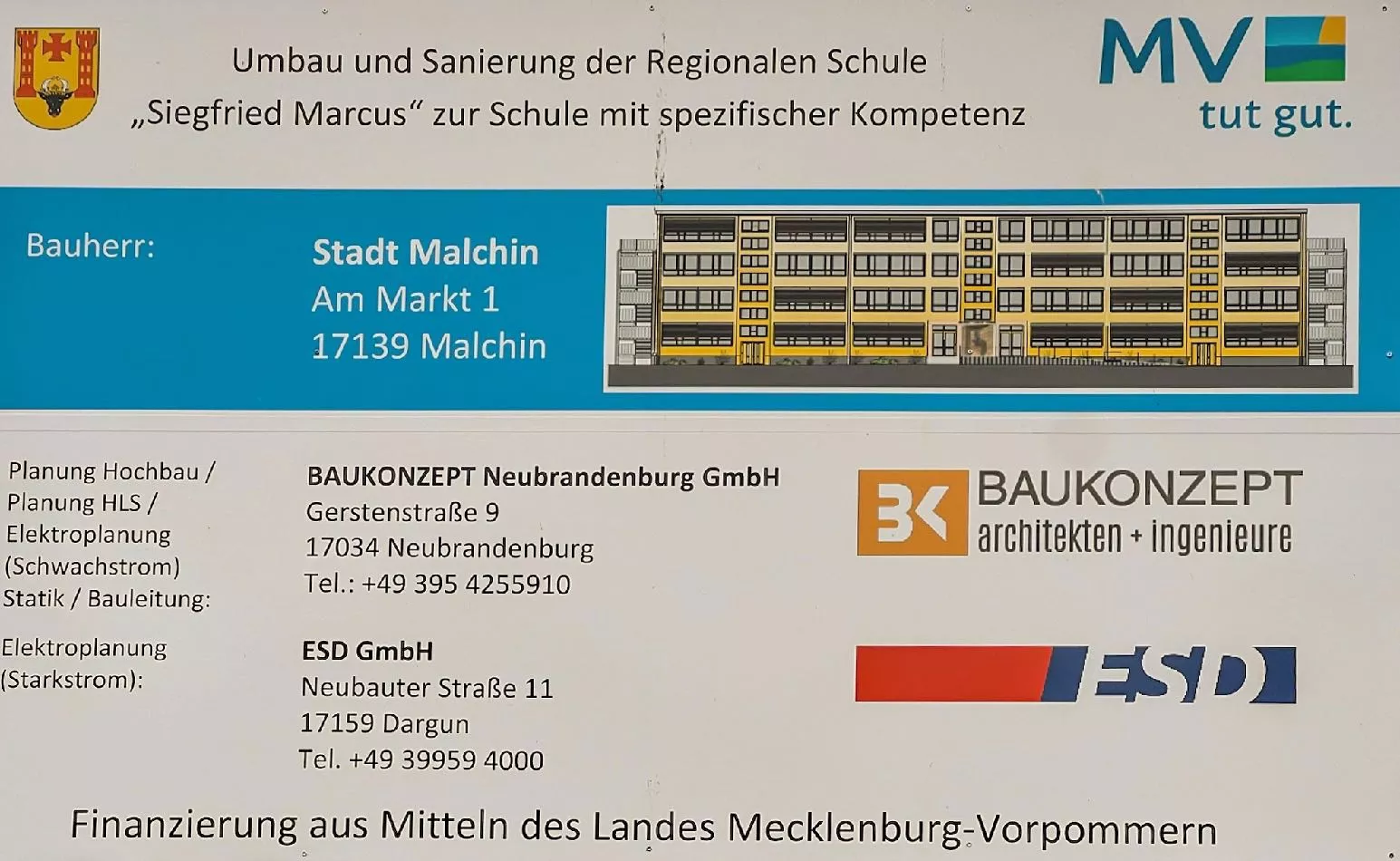 Stadt Malchin, Inclusionsbedingter Umbau der Regionalschule „Siegfried Markus“ Malchin, Rudolf-Fritz-Str. 8  - PEM GmbH & Co. Elektro Rohs KG - 1